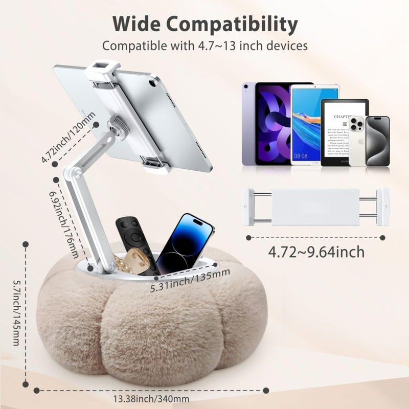 CreaDream Pumpkin Tablet Pillow Stand Holder for Kindle iPad, Adjustable Phone Pillow Stand for Lap Bed with Detachable Snack Bowl, Compatible with 4.7"-13" Tablet, iPad, iPhone, Samsung Tabs, Kindle - Image 4